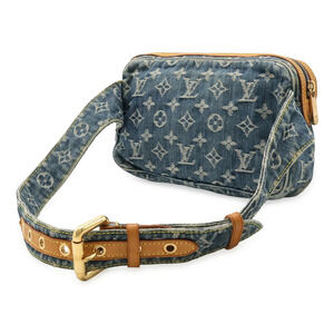 Louis Vuitton Bag Waist Bum Monogram Body Shoulder Blue Denim Blue